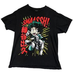 My‎ Hero Academia Deku "SMASH!" Men's Graphic T-Shirt Black - Size Large